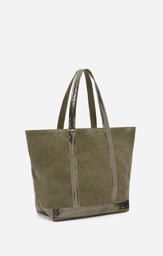 Vanessa Bruno | Le Cabas M Tote - Linen with Sequins Kaki