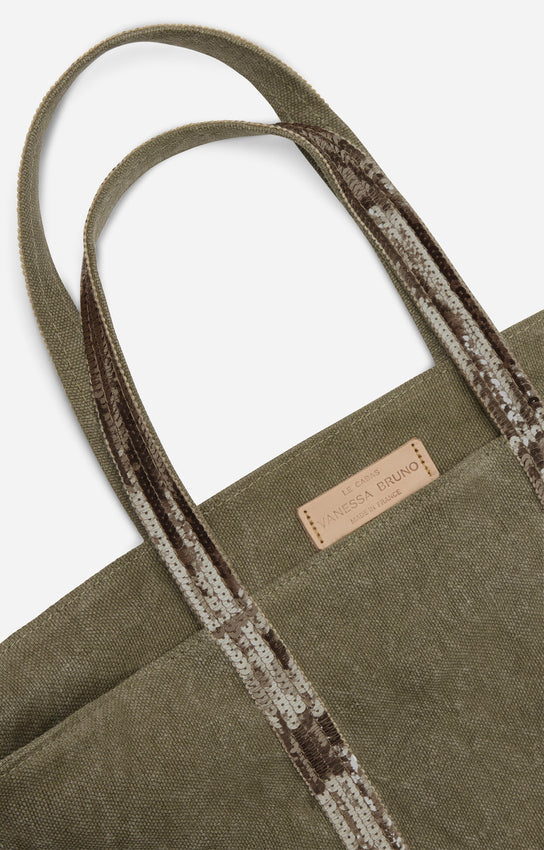 Vanessa Bruno | Le Cabas M Tote - Linen with Sequins Kaki