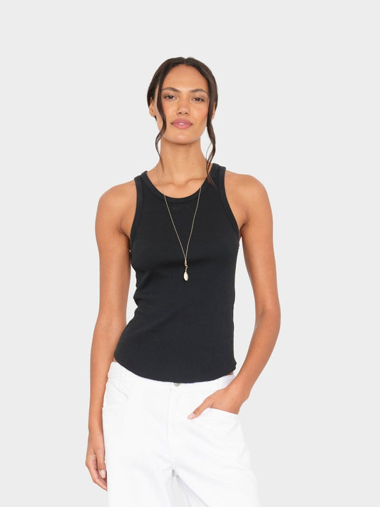 Xirena | Arynn Tank in - Stretch Cotton Rib with Raw Hem Black