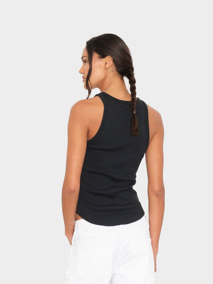 Xirena | Arynn Tank in - Stretch Cotton Rib with Raw Hem Black