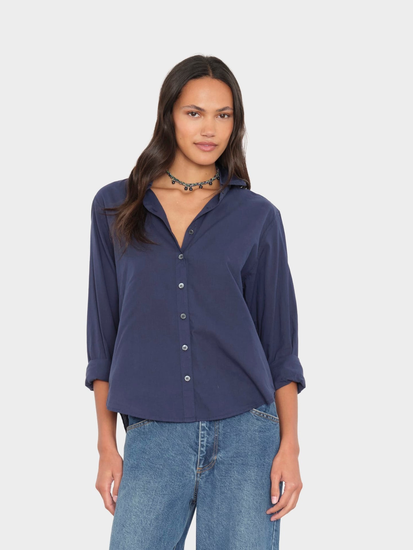 Xirena | Bowie Shirt - Cotton Poplin Navy