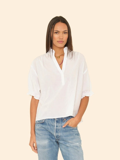 XIRENA | Cam Popover Blouse - Ruffled Cotton Poplin