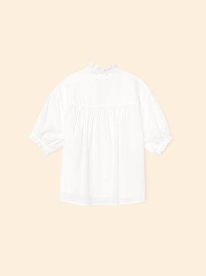 XIRENA | Cam Popover Blouse - Ruffled Cotton Poplin