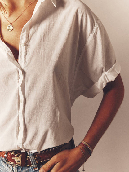 XIRENA | Cam Popover Blouse - Ruffled Cotton Poplin