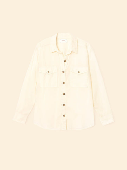 Xirena | Caroline Shirt in White Cotton Poplin Oysterette