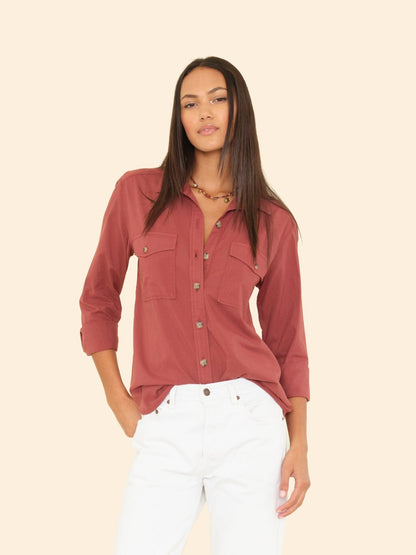 Xirena | Caroline Shirt in Cotton Poplin Russet-Brown