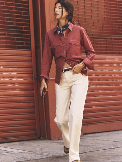 Xirena | Caroline Shirt in Cotton Poplin Russet-Brown