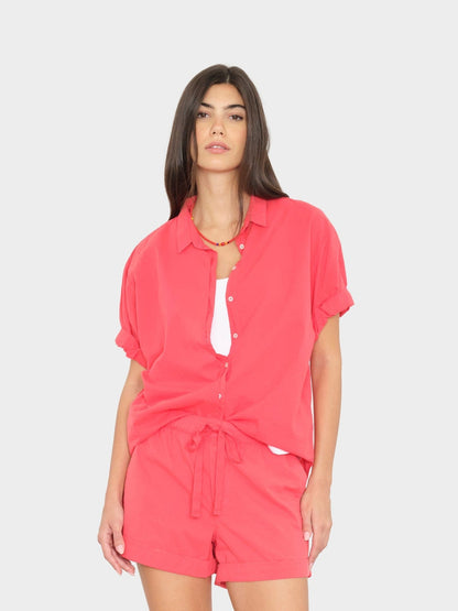 Xirena | Channing Shirt in - Lightweight Cotton Poplin Red-Sky