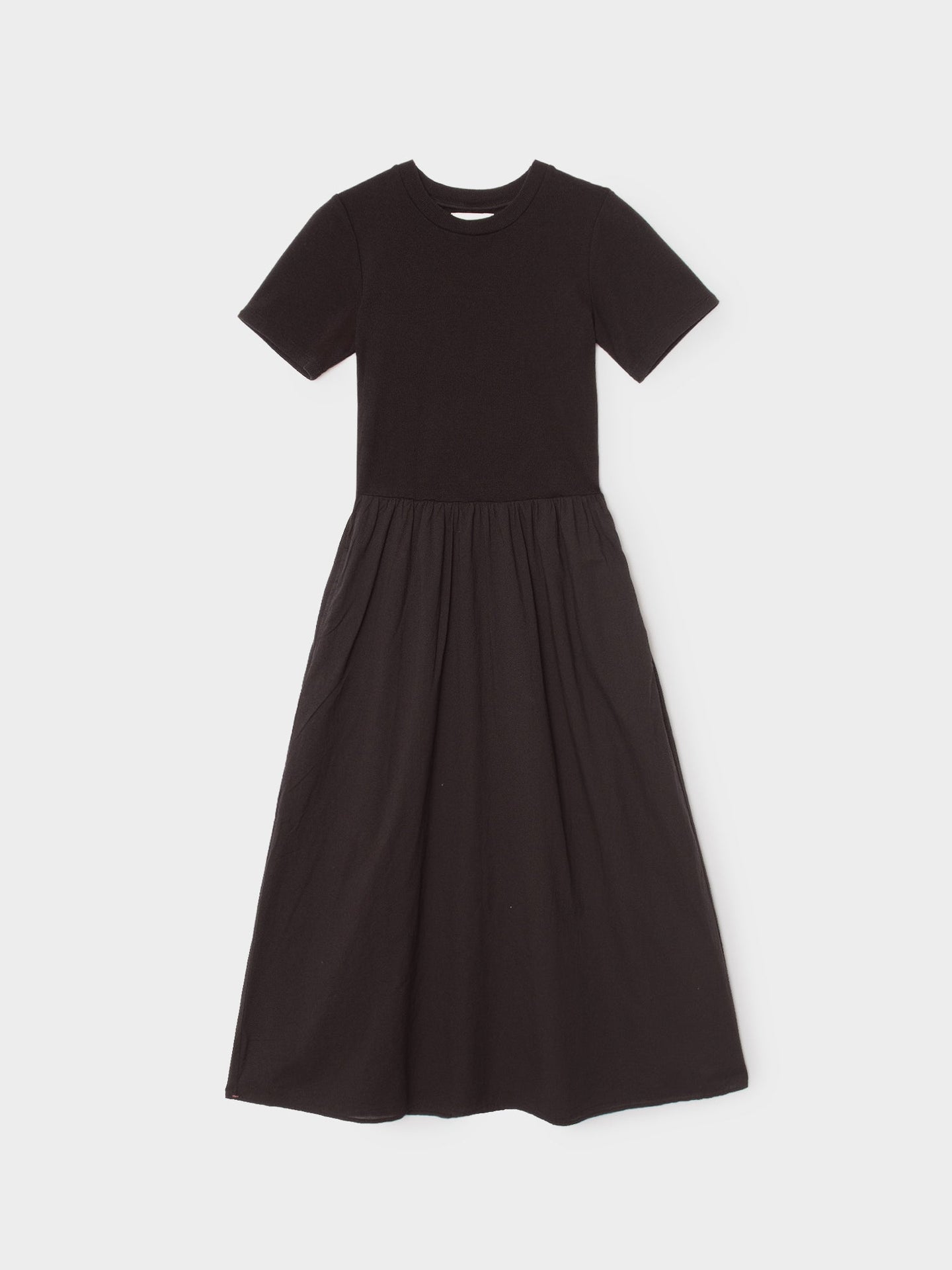 Xirena | Fayth Dress - Cotton Poplin Midi with Rib-Knit Bodice Black