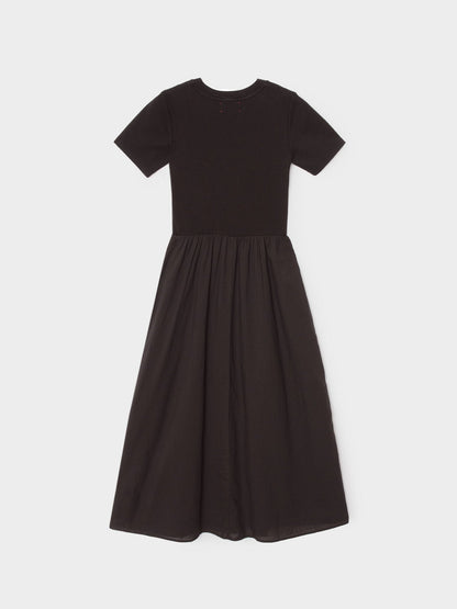 Xirena | Fayth Dress - Cotton Poplin Midi with Rib-Knit Bodice Black
