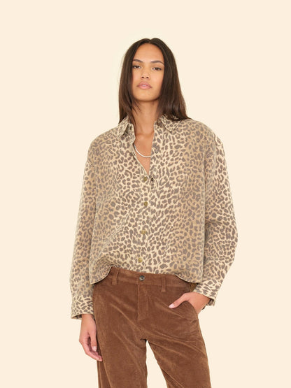 Xirena | Gia Leopard Print Denim Shirt - Relaxed Fit Sable