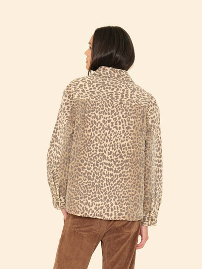 Xirena | Gia Leopard Print Denim Shirt - Relaxed Fit Sable