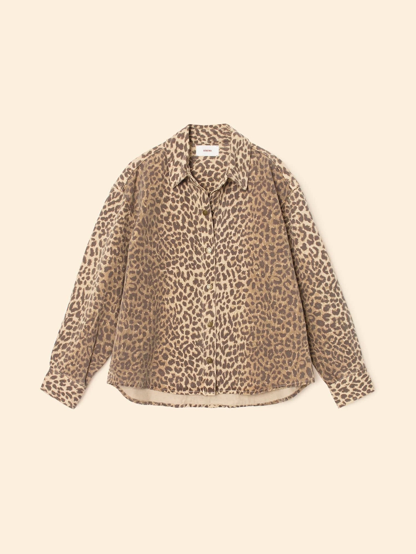 Xirena | Gia Leopard Print Denim Shirt - Relaxed Fit Sable