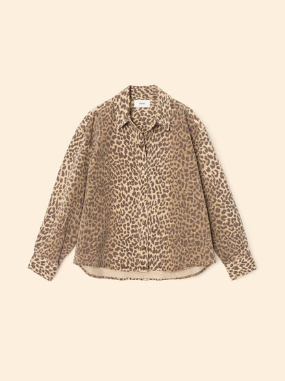 Xirena | Gia Leopard Print Denim Shirt - Relaxed Fit Sable