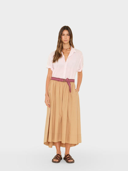 Xirena | Gwynn Pleated Skirt - High-Low Hem Paper Poplin Twig