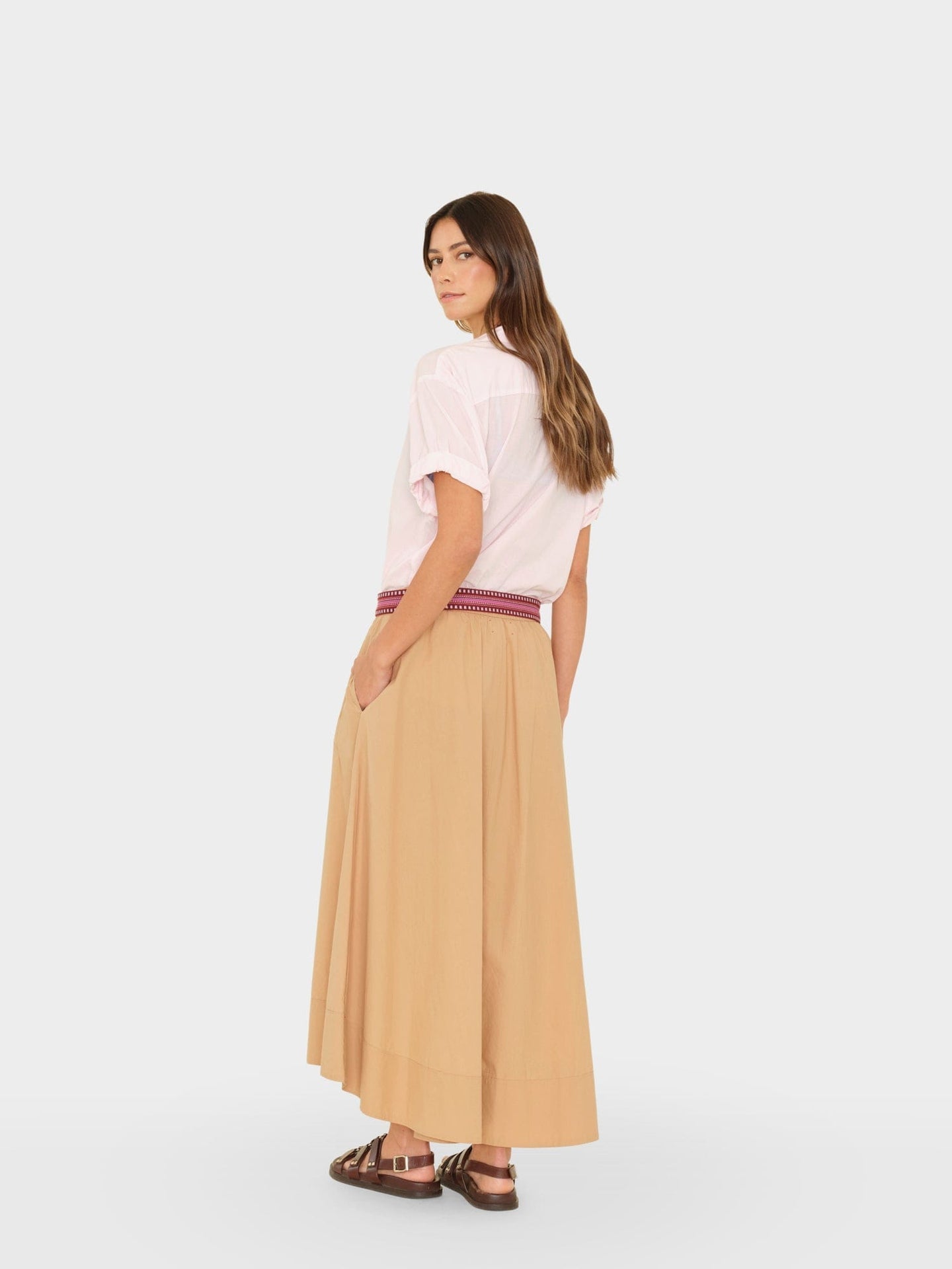 Xirena | Gwynn Pleated Skirt - High-Low Hem Paper Poplin Twig
