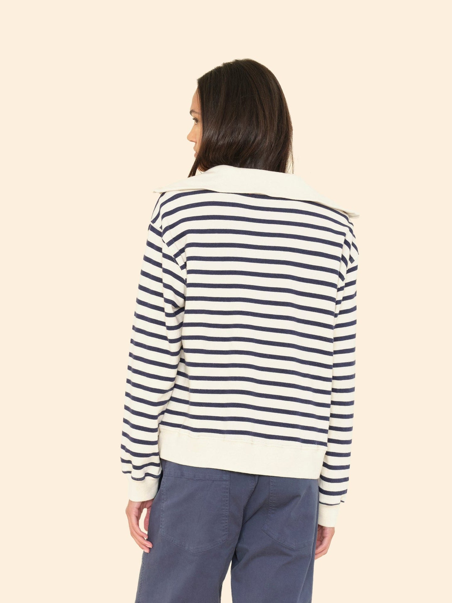 XIRENA | Kat Striped Half-Zip Sweatshirt - Cotton French Terry