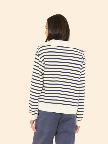 XIRENA | Kat Striped Half-Zip Sweatshirt - Cotton French Terry