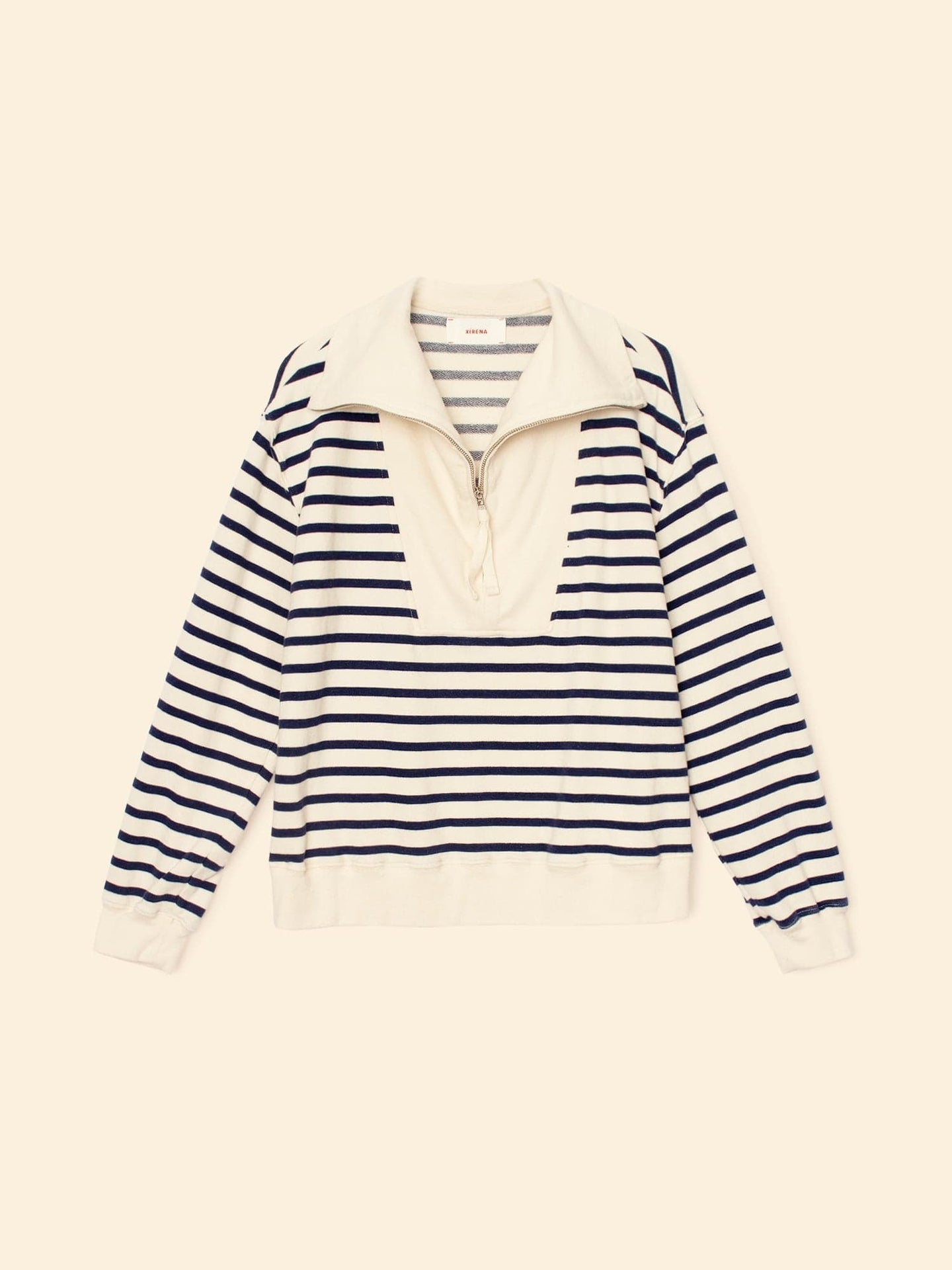 XIRENA | Kat Striped Half-Zip Sweatshirt - Cotton French Terry