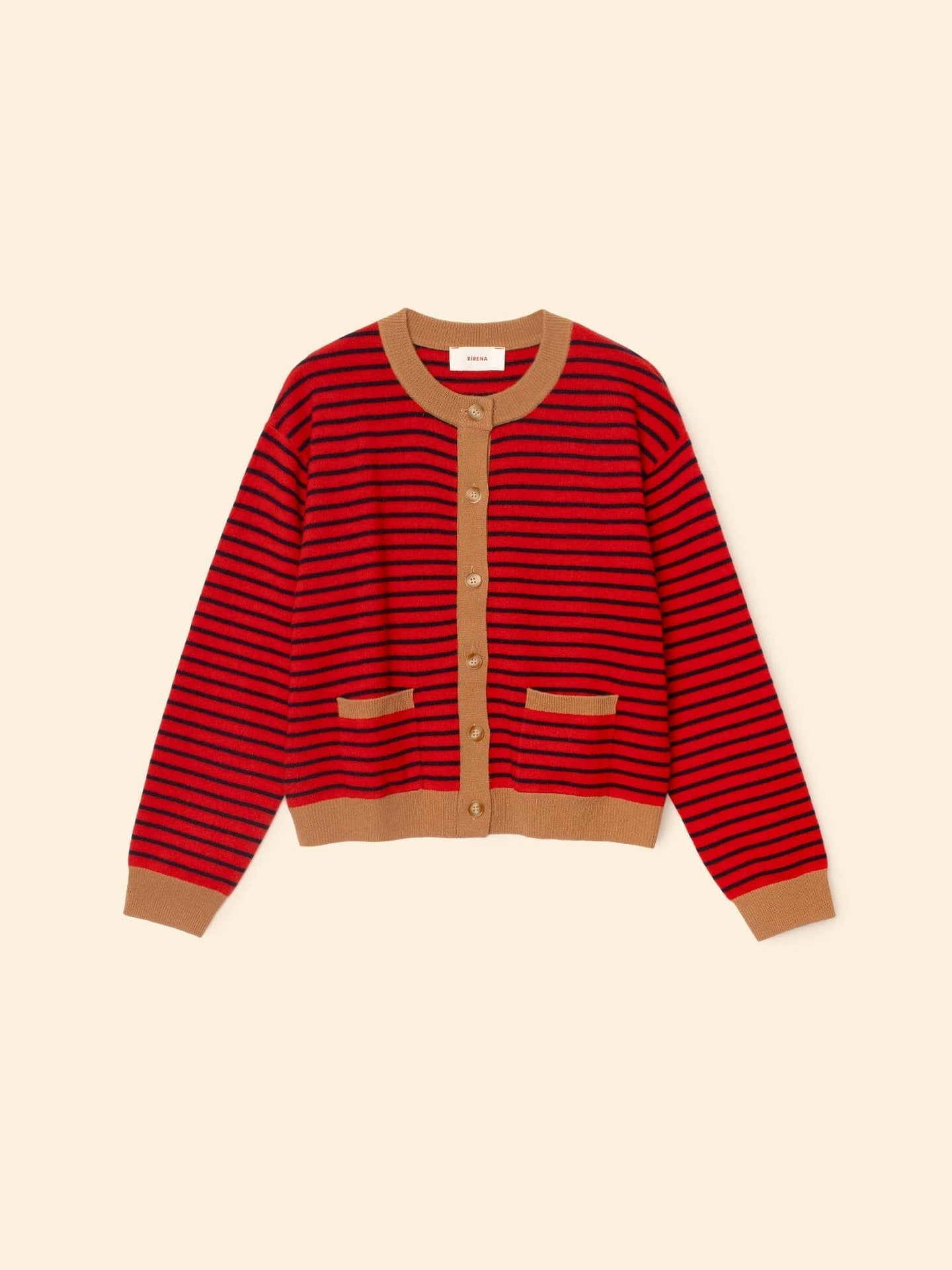 Xirena | Lillian Cardigan in - Merino Cashmere Blend Red-Stripe