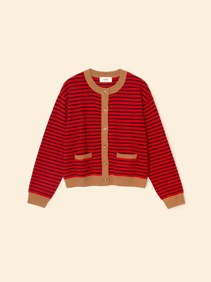 Xirena | Lillian Cardigan in - Merino Cashmere Blend Red-Stripe
