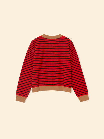 Xirena | Lillian Cardigan in - Merino Cashmere Blend Red-Stripe