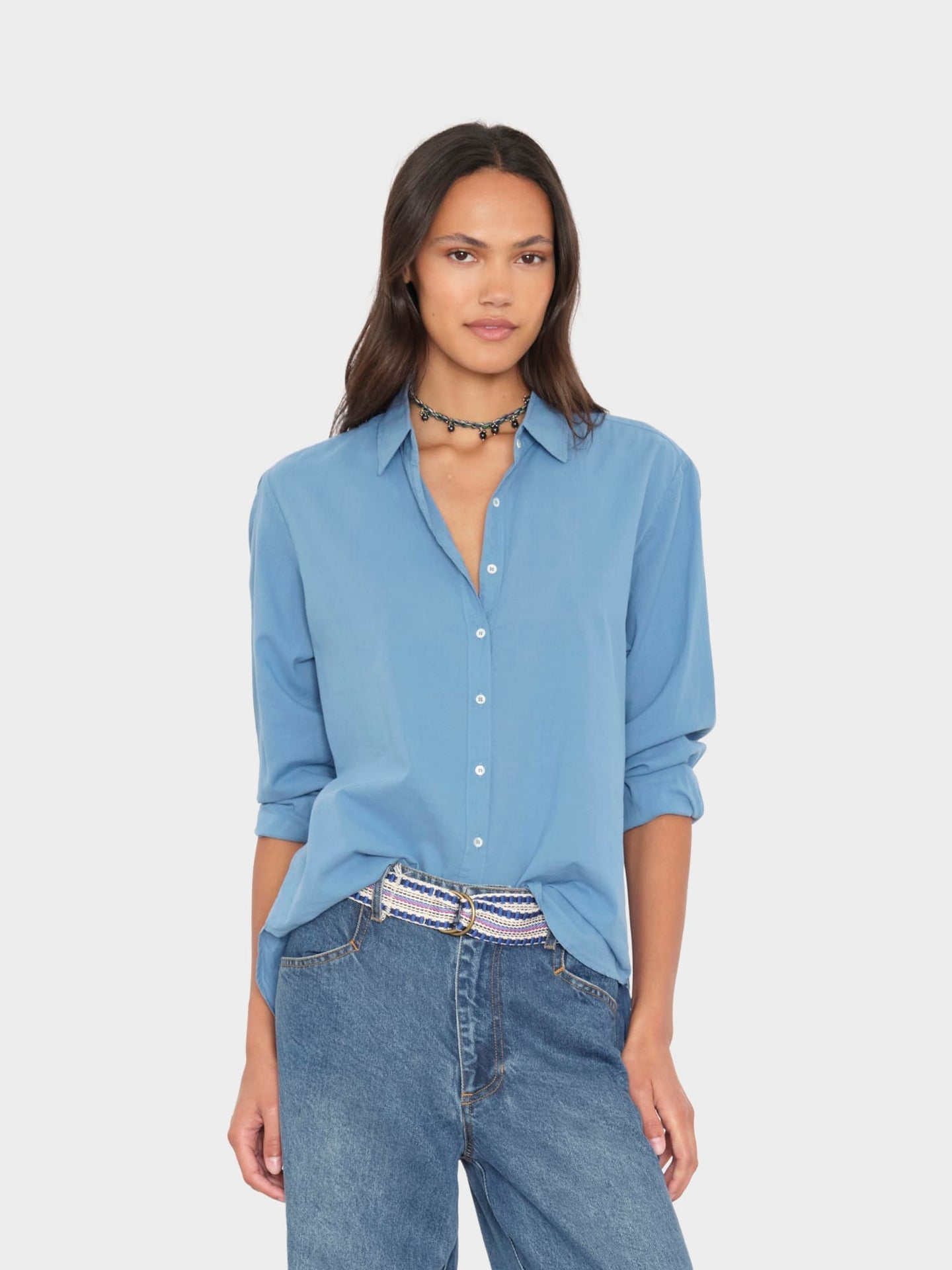 Xirena | Lyla Shirt - Cotton Poplin Blue-Lark