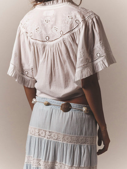 Xirena | Mae Shirt - Ruffled Cotton Voile Blouse White