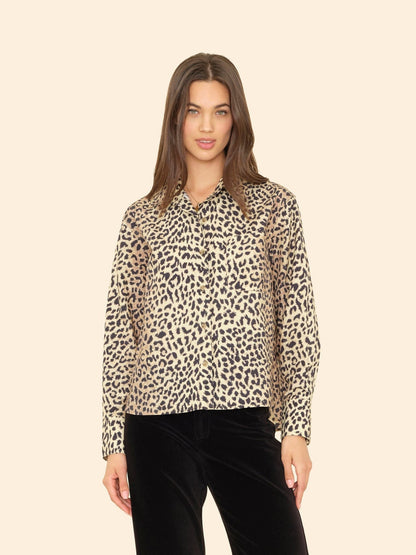 Xirena | Monroe Leopard Print Poplin Shirt - Crisp Cotton Calico