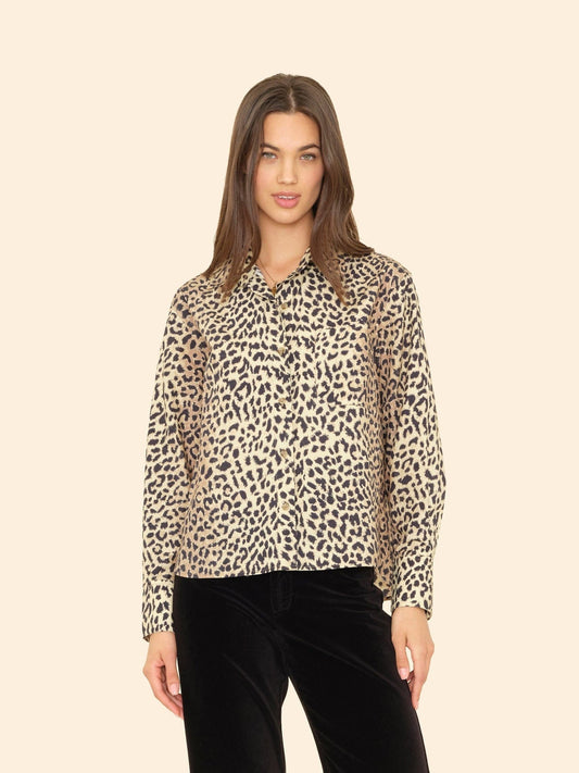 Xirena | Monroe Leopard Print Poplin Shirt - Crisp Cotton Calico