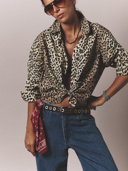 Xirena | Monroe Leopard Print Poplin Shirt - Crisp Cotton Calico