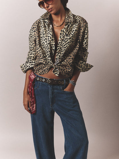 Xirena | Monroe Leopard Print Poplin Shirt - Crisp Cotton Calico