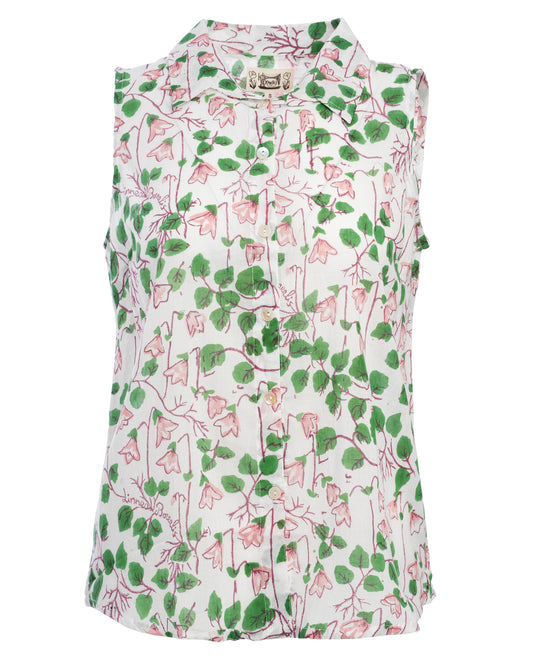 Women's Button-Down Blouse 100% Cotton Poplin - Mint Leaf Green Kalina