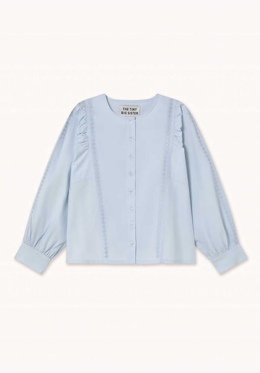 Aw25-801 Embroider Blouse Ice-Blue