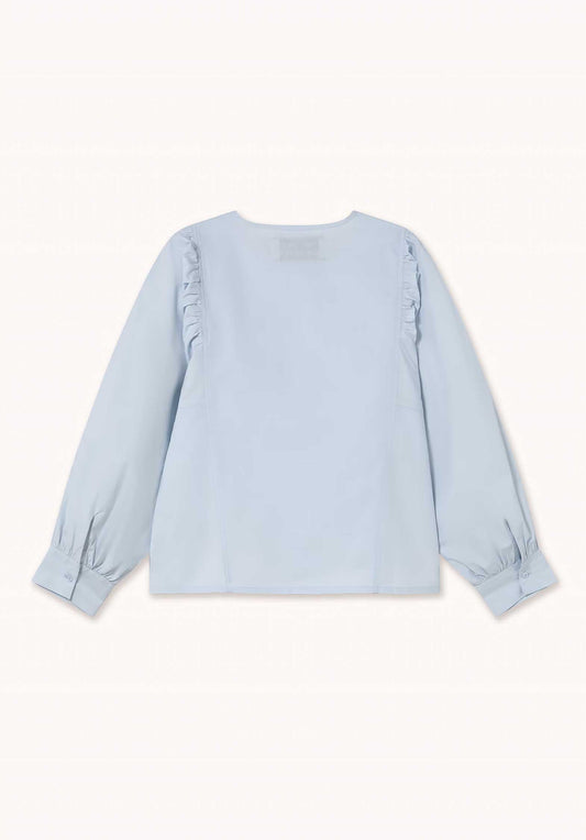 Aw25-801 Embroider Blouse Ice-Blue