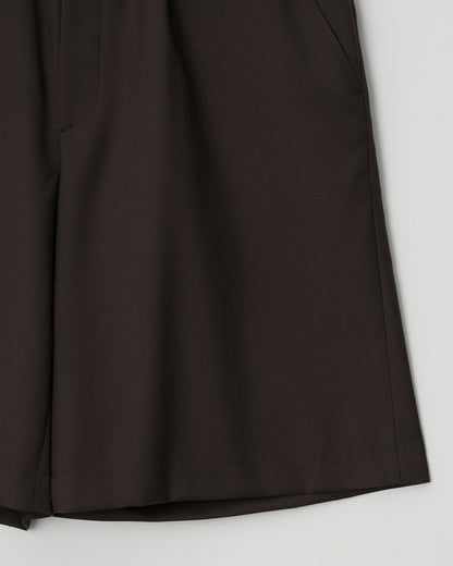 ATELIER EDITION | Wide-Leg Bermuda Shorts - Brown Wool Blend