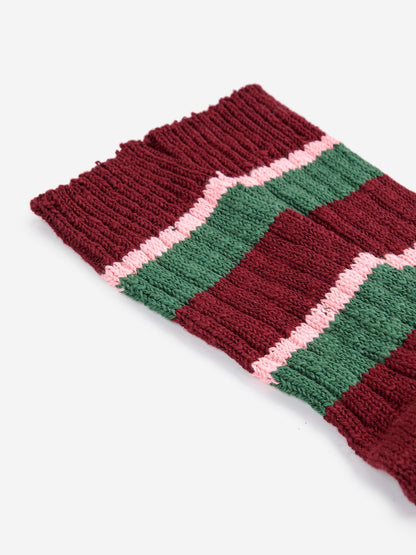 Socks Chunky Knit 225ak018 Burgundy-Red