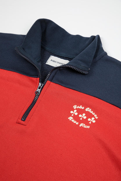 Sweatshirt Half Zi 225ad021 Red