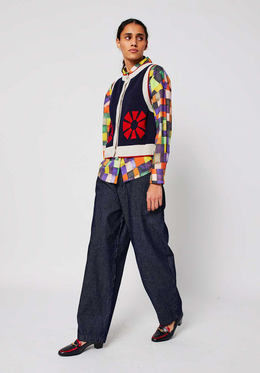 Vest Flower Knitte 225ad062 Navy-Blue
