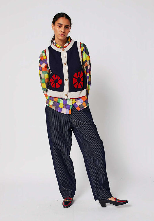 Vest Flower Knitte 225ad062 Navy-Blue