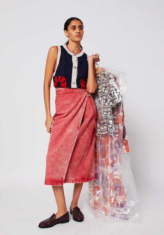 Vest Flower Knitte 225ad062 Navy-Blue