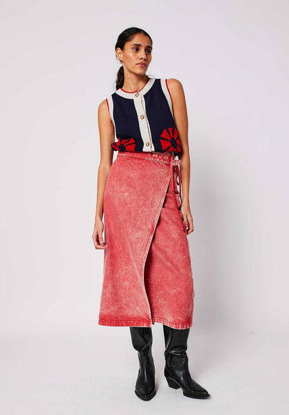 Vest Flower Knitte 225ad062 Navy-Blue