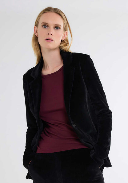 Majestic | Long-Sleeve Cotton-Cashmere Tee in Plum