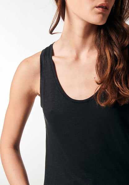 Majestic | Linen Tank Top, Fitted Silhouette Noir