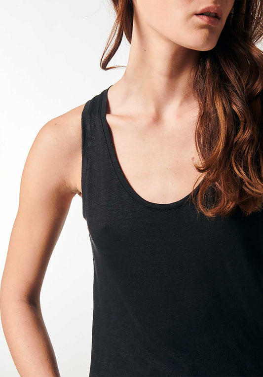 Majestic | Linen Tank Top, Fitted Silhouette Noir