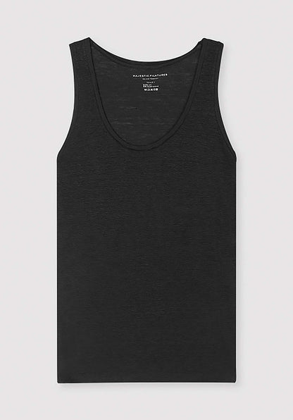 Majestic | Linen Tank Top, Fitted Silhouette Noir