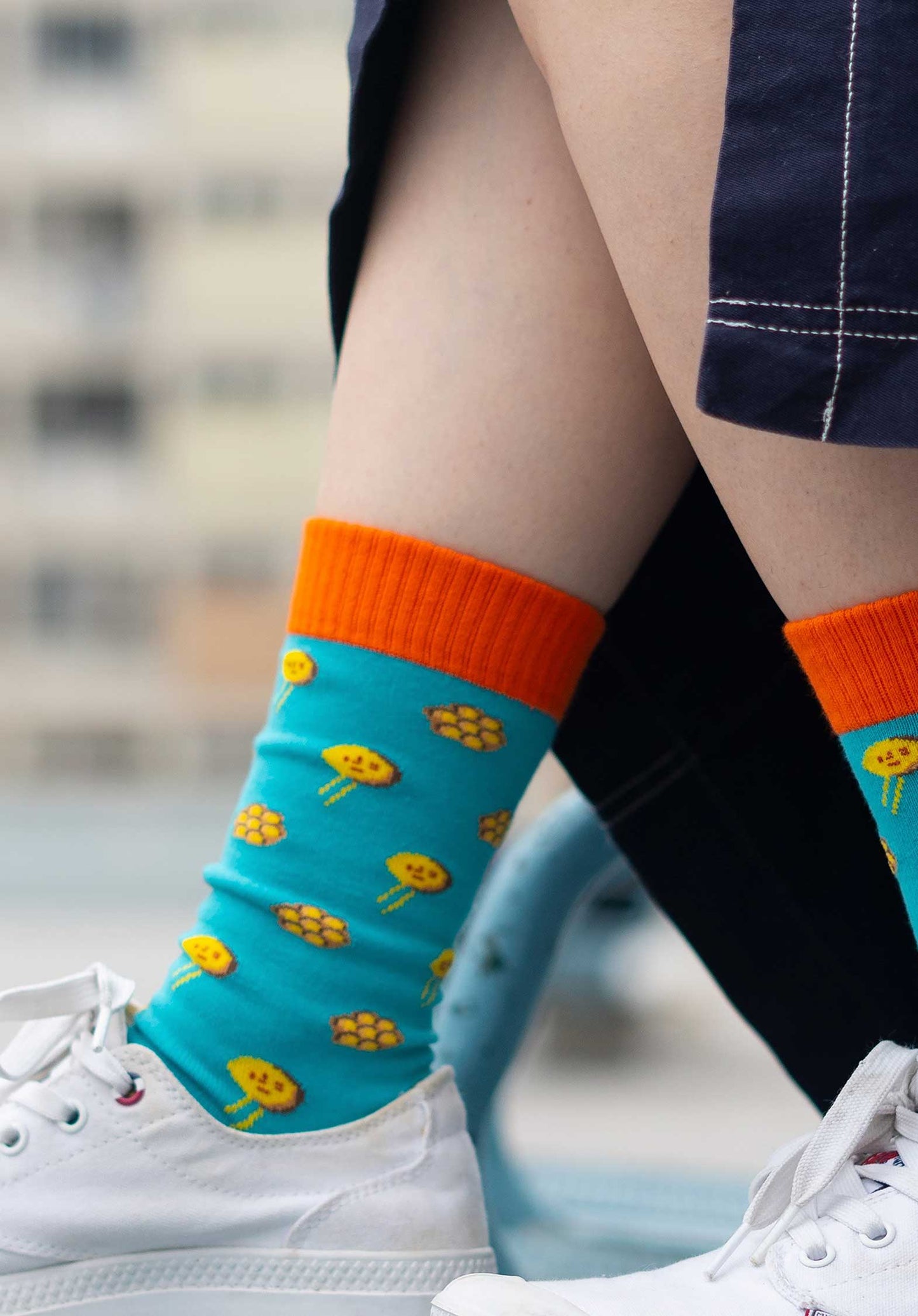 Socks Bubble Waf Bubble Waffle Blue