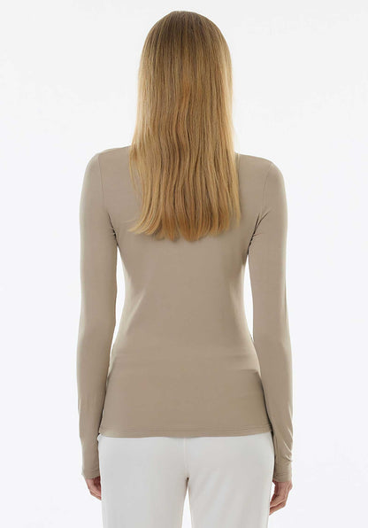 Majestic | Fitted Cotton-Cashmere Long Sleeve Tee - Grege