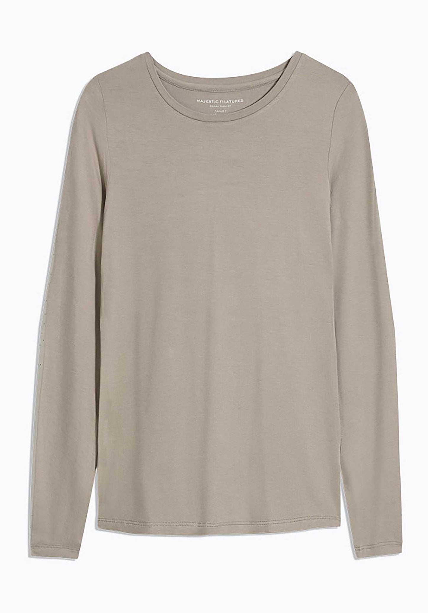 Majestic | Fitted Cotton-Cashmere Long Sleeve Tee - Grege