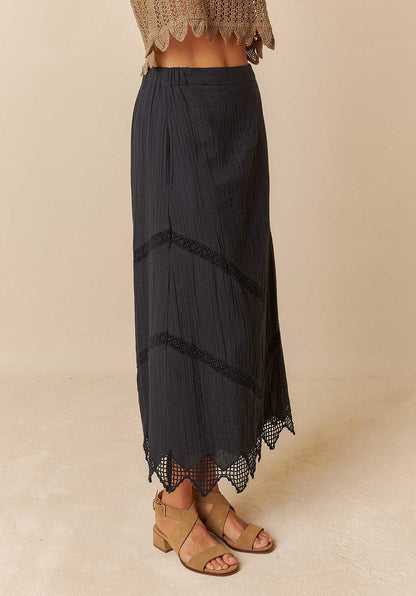 Double Gauze Skirt Bk208 Negro